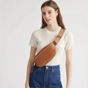 Quince Italian Pebbled Leather Luxury Cognac Belt Bag Sling Bag Travel Casual